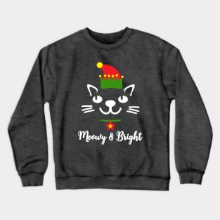 Meowy & Bright Cute Kawaii Cat Face Elf Shirts for Cat Lovers Crewneck Sweatshirt